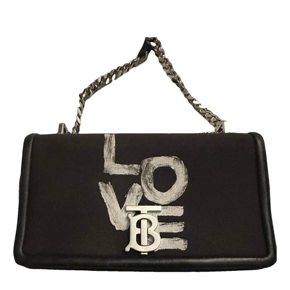 Burberry Black Leather Shoulder Bag with Chain Strap